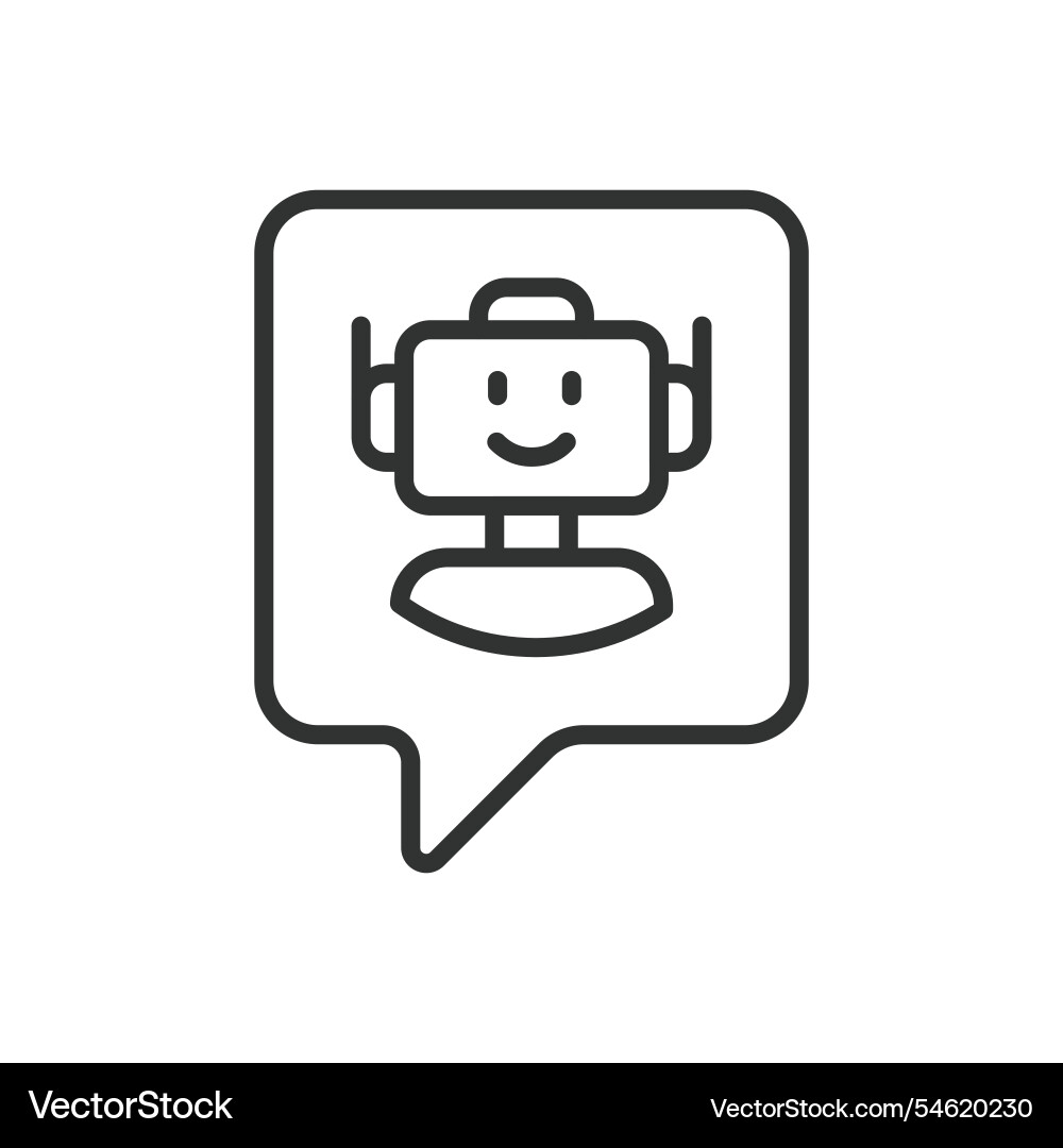 Notification from robot icon in line design Notification from robot icon in line design vector image