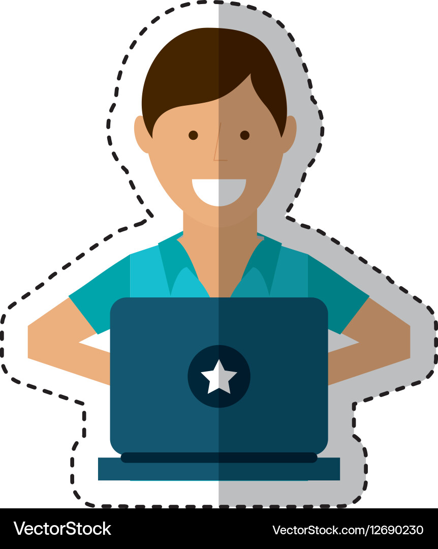 Person using computer icon Vector Image