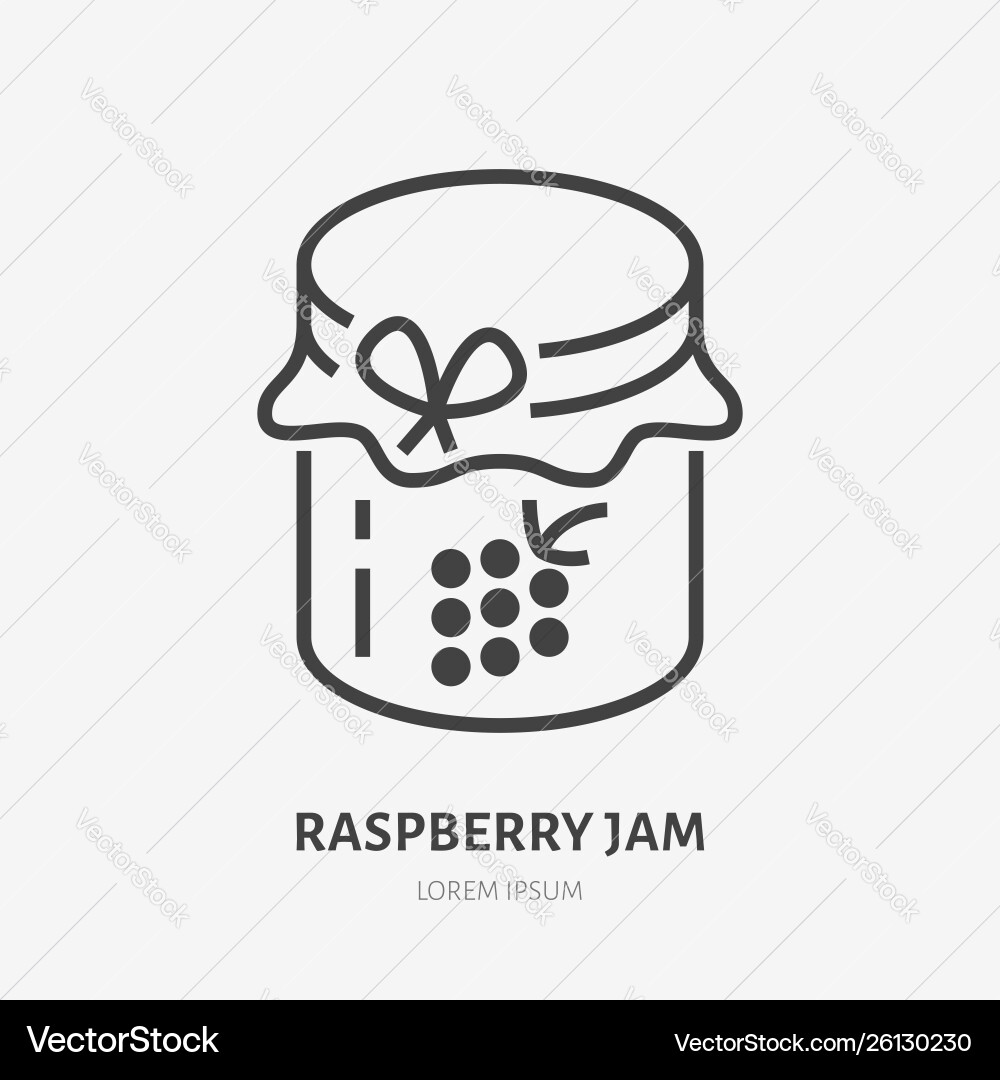 Raspberry jam flat line icon thin sign Vector Image