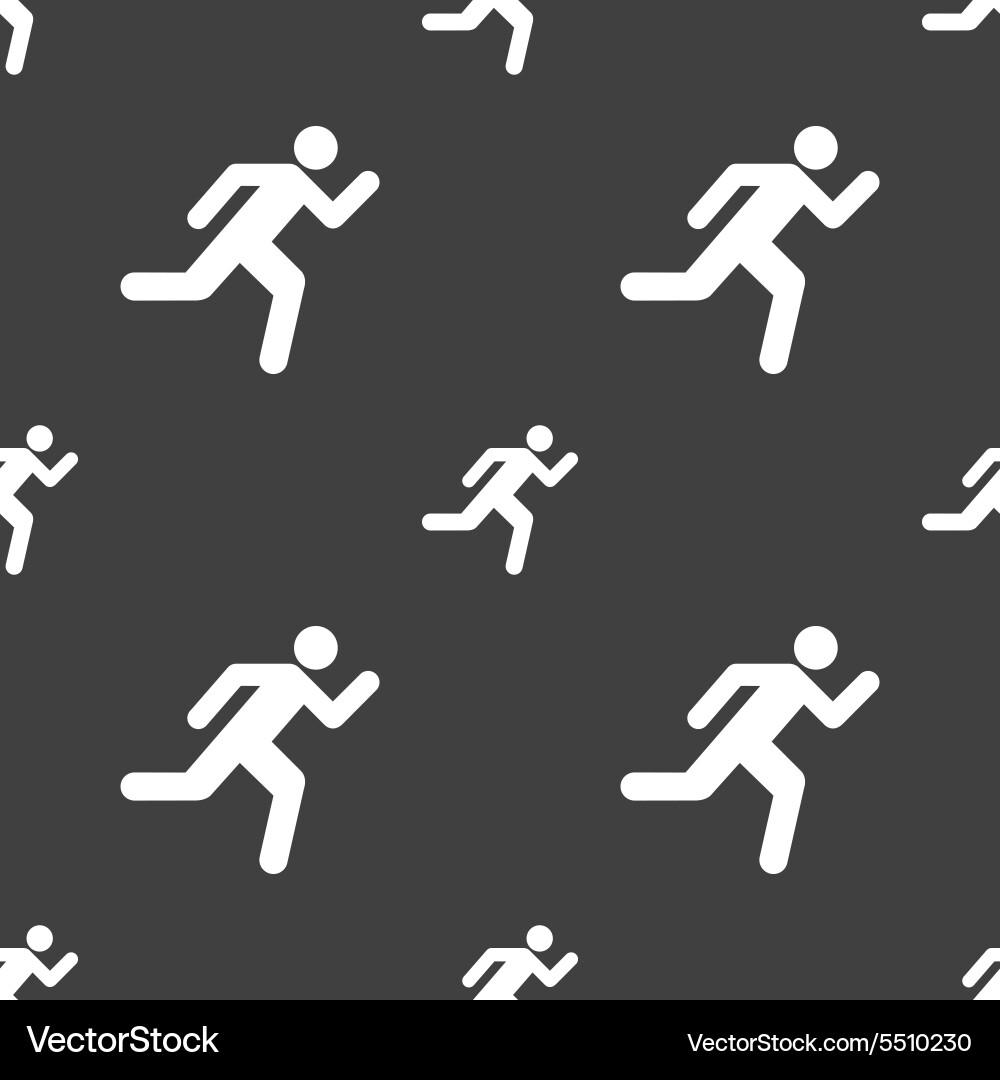 Running man icon sign seamless pattern on a gray Vector Image