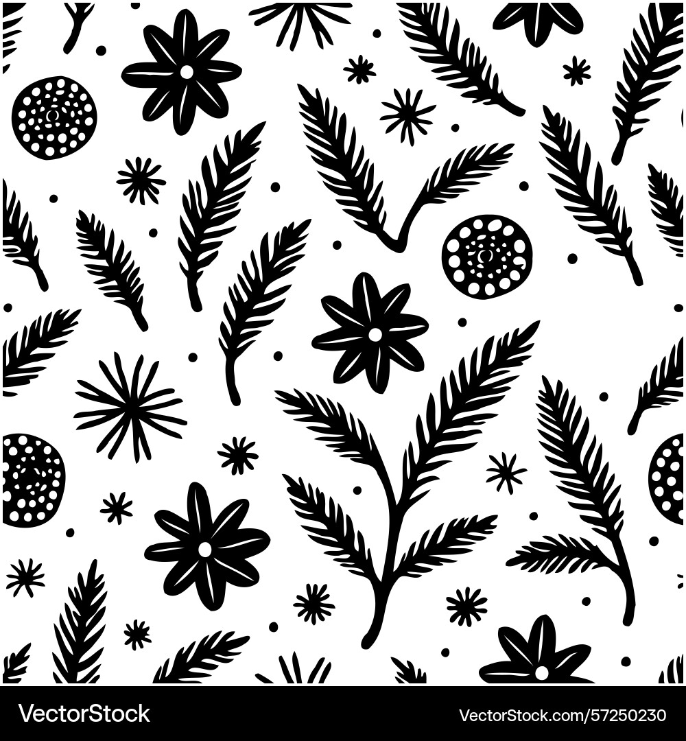 Seamless pattern of botanical elements Seamless pattern of botanical elements Vector Image