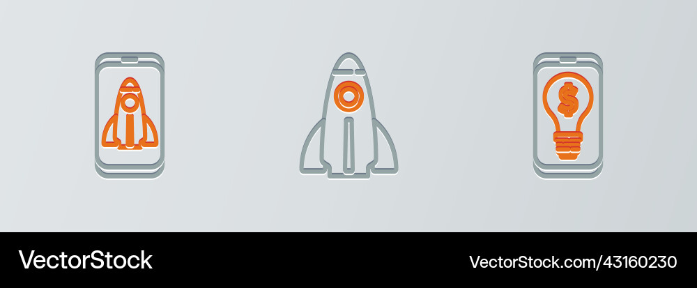 Set line light bulb with dollar on mobile startup Set line light bulb with dollar on mobile startup vector image