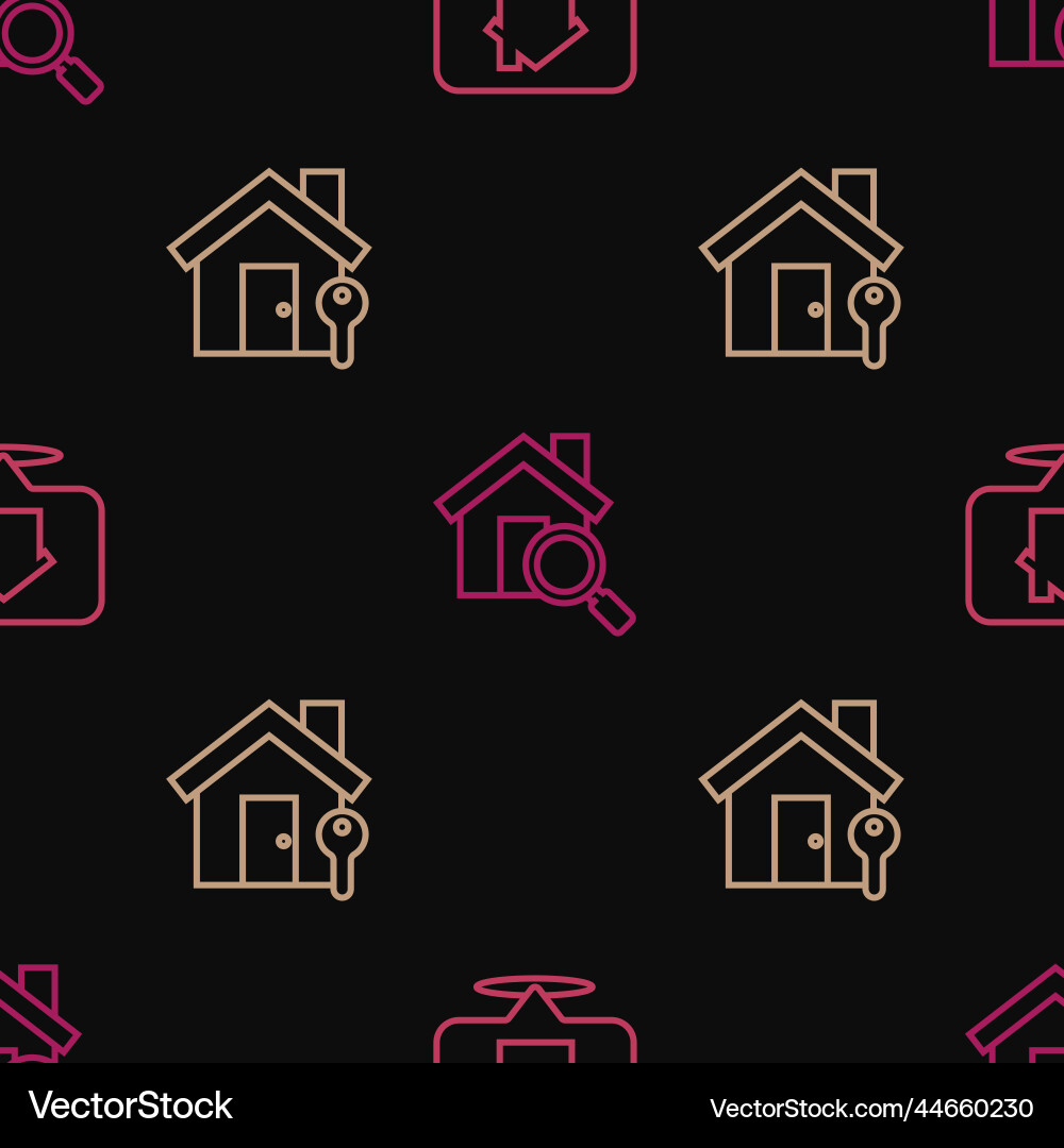 Set line location with house key and search Set line location with house key and search vector image