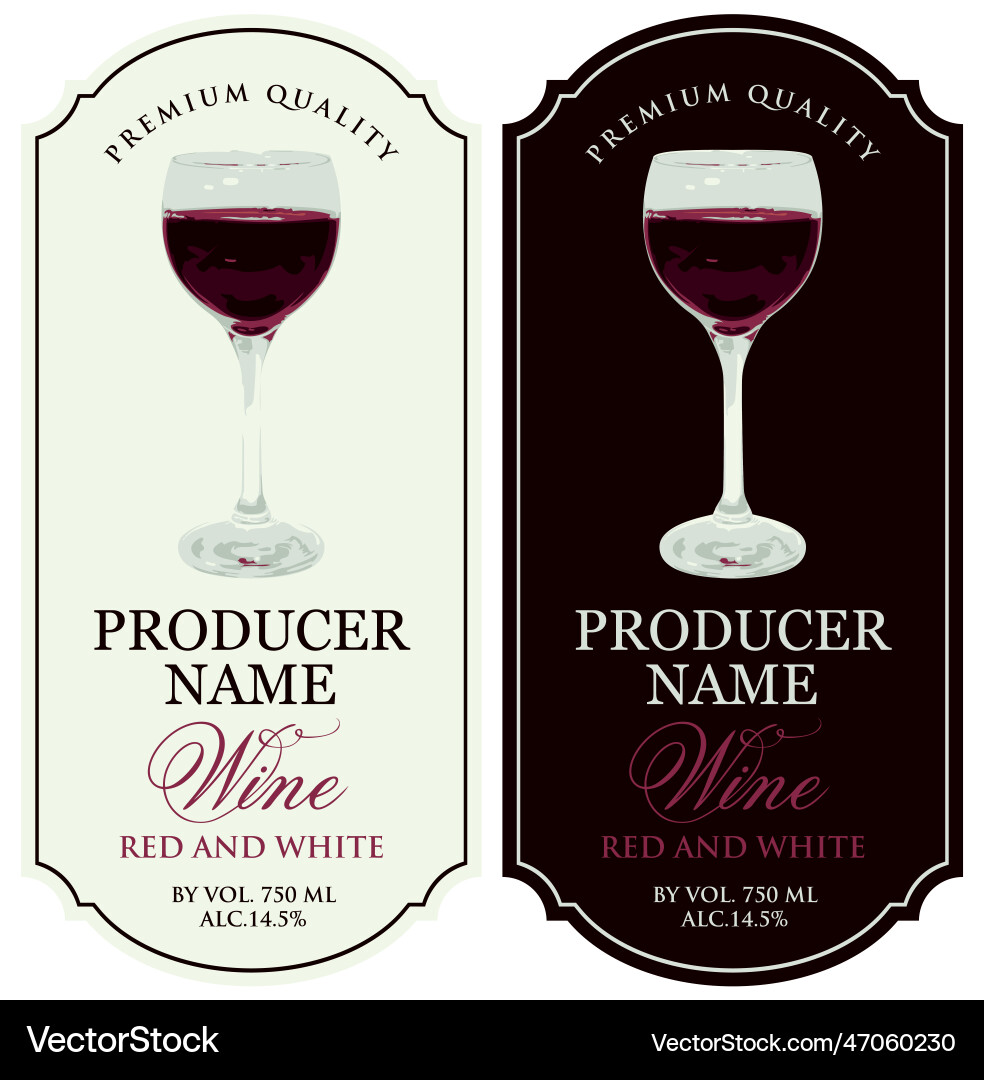 Set of wine labels with a glass vector image