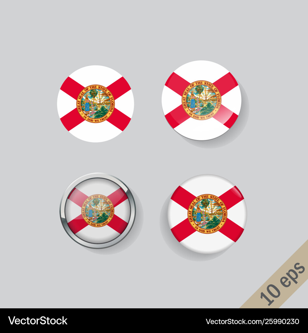 Set round buttons with image florida Set round buttons with image florida vector image