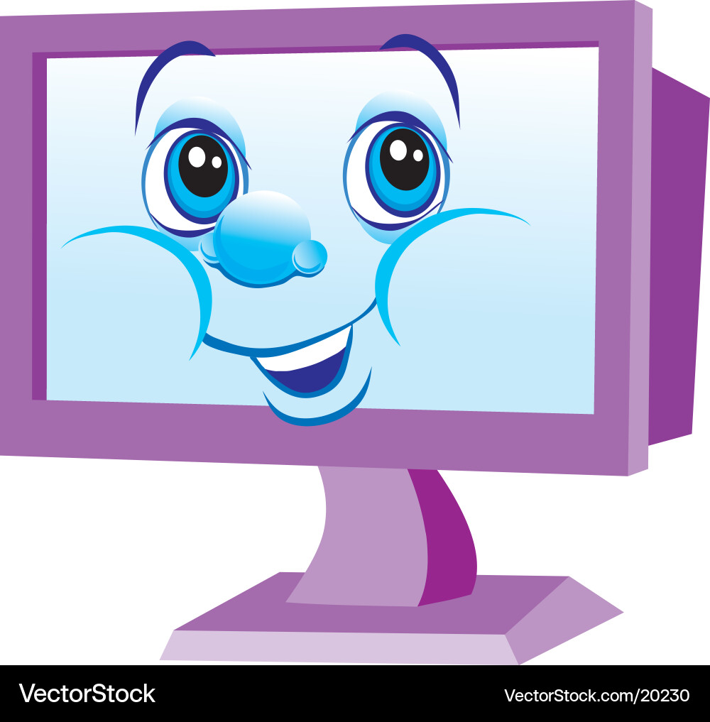 Smiling Monitor Screen Vector Image