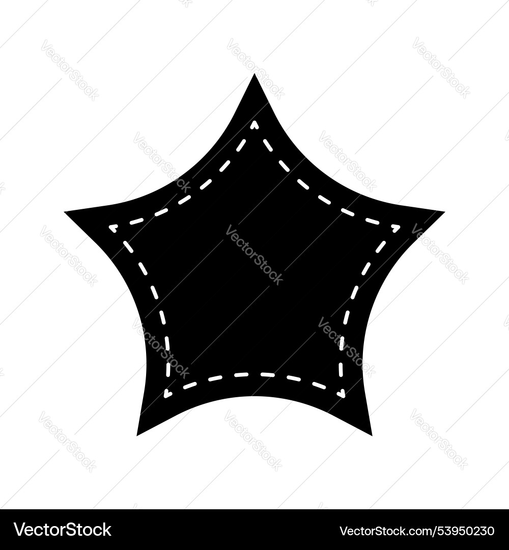 Star shape with dotted stitches empty tag patch vector image