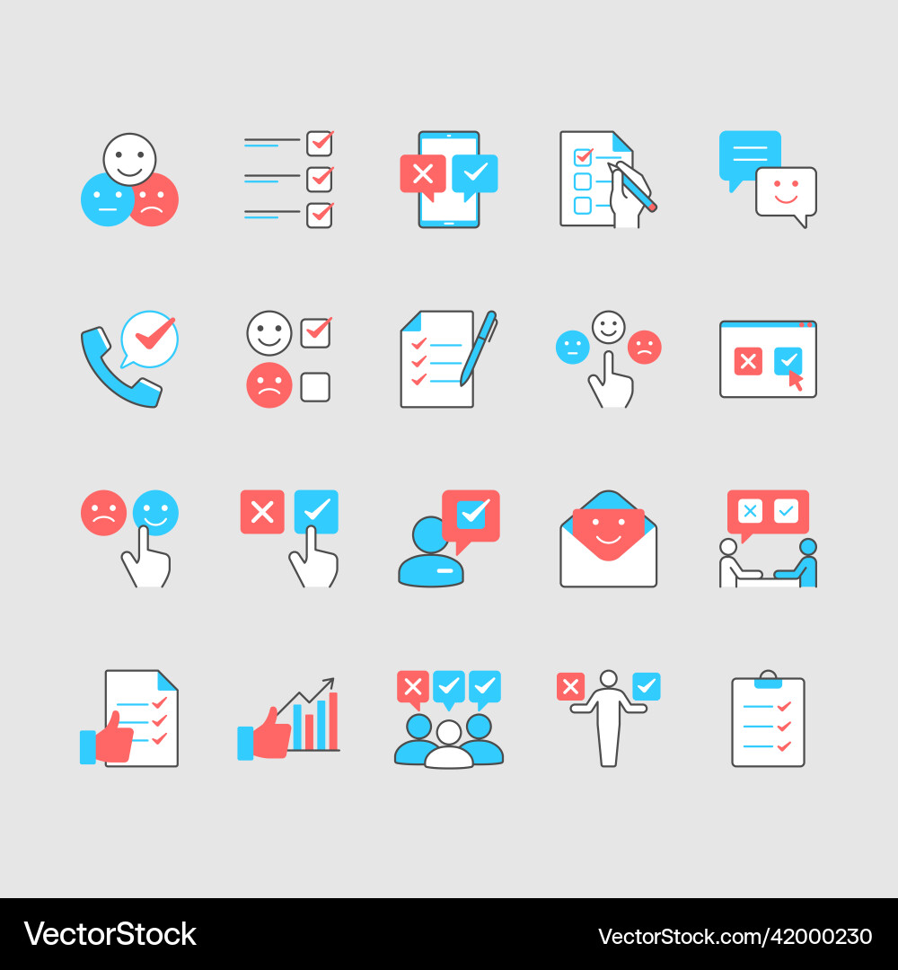 Survey simple color icons editable stroke Survey simple color icons editable stroke vector image