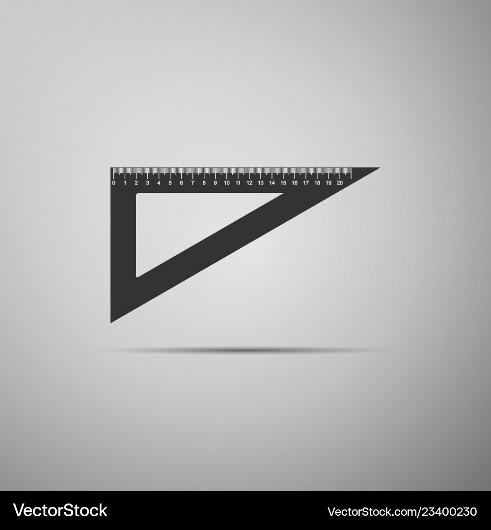 Triangular ruler icon isolated on grey background vector image