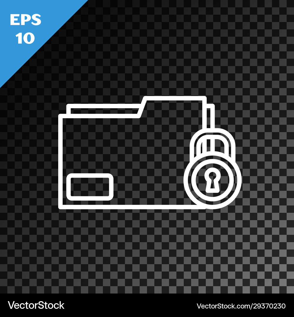 White line folder and lock icon isolated Vector Image