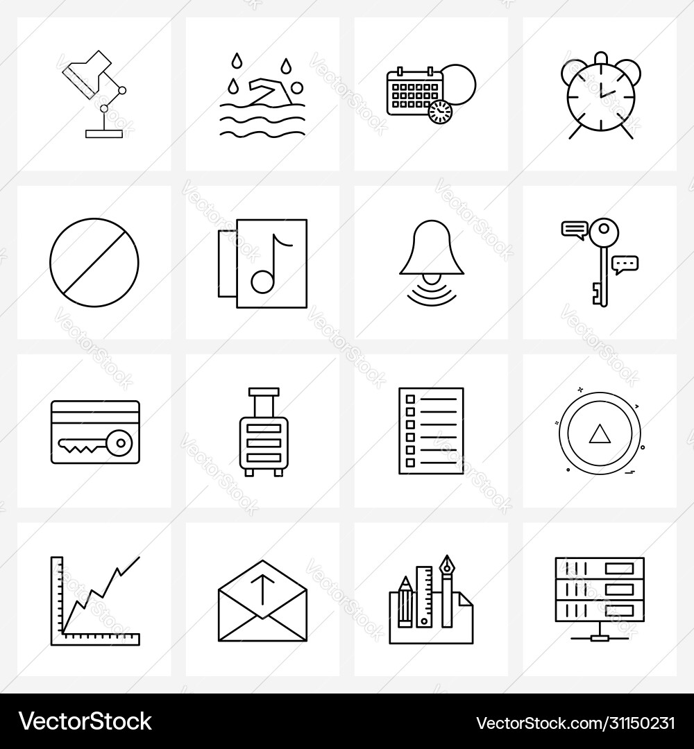 16 universal line icons for web and mobile circle Vector Image