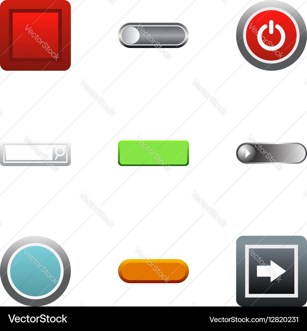 Click button icons set flat style vector image
