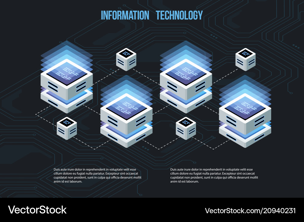 Concept of big data processing isometric Concept of big data processing isometric vector image