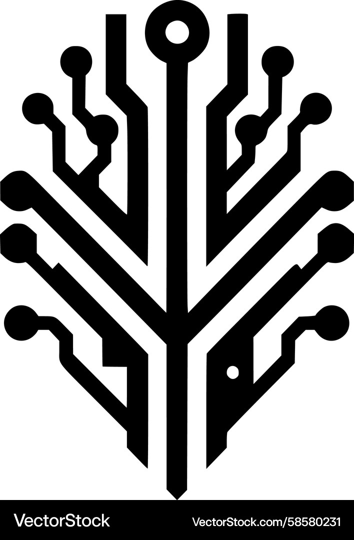 Digital Circuit Tree Symbol Vector Image