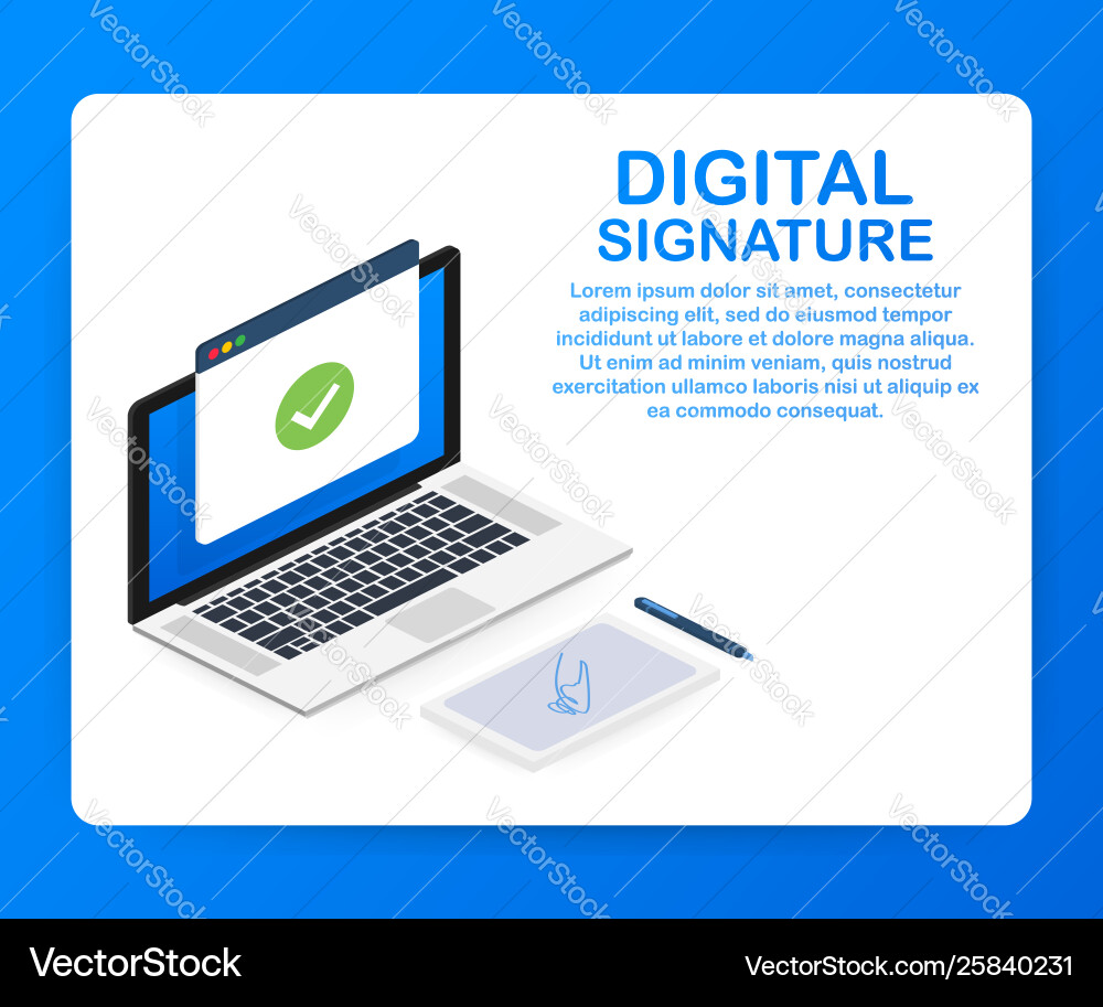 Digital signature web isometric contract Vector Image