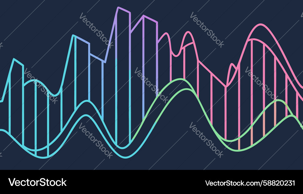 Dynamic sound wave with intertwined lines and bar Vector Image