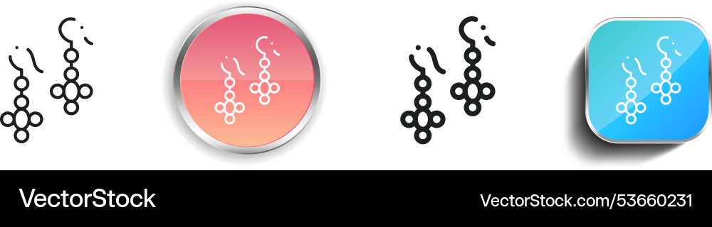 Earrings icon thin linear regular and button Earrings icon thin linear regular and button vector image