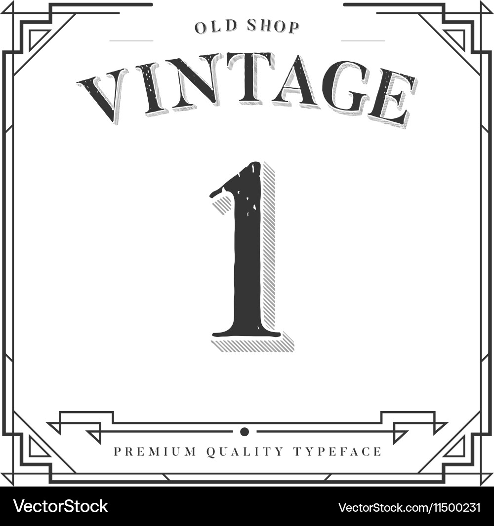 Font numbers with classy stylish frame vector image
