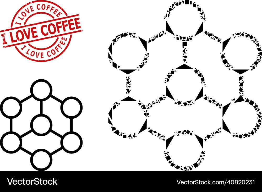 Geometric blockchain icon mosaic and textured i Geometric blockchain icon mosaic and textured i vector image