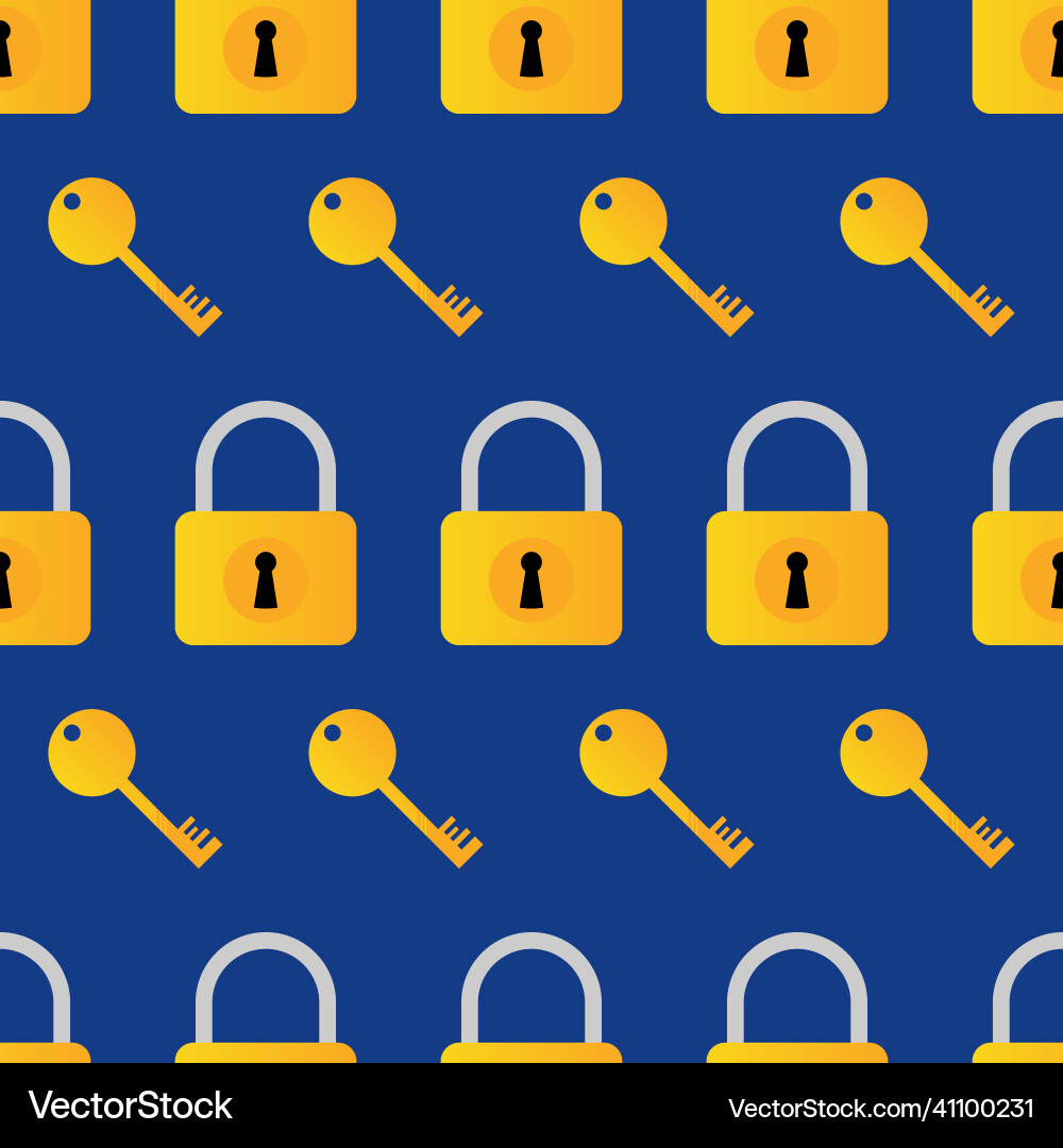 Golden locks and keys seamless pattern Golden locks and keys seamless pattern vector image