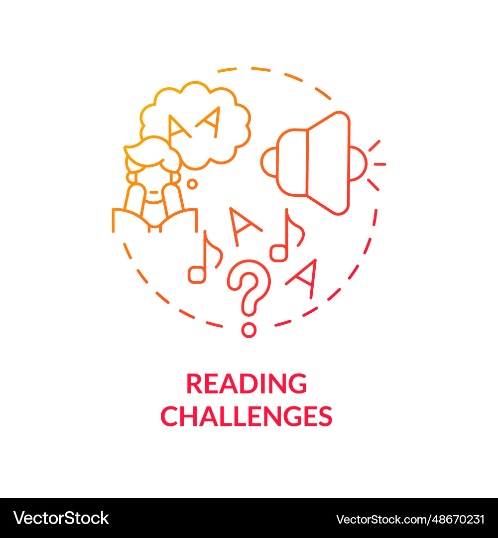 Gradient red line icon reading challenges concept Gradient red line icon reading challenges concept vector image