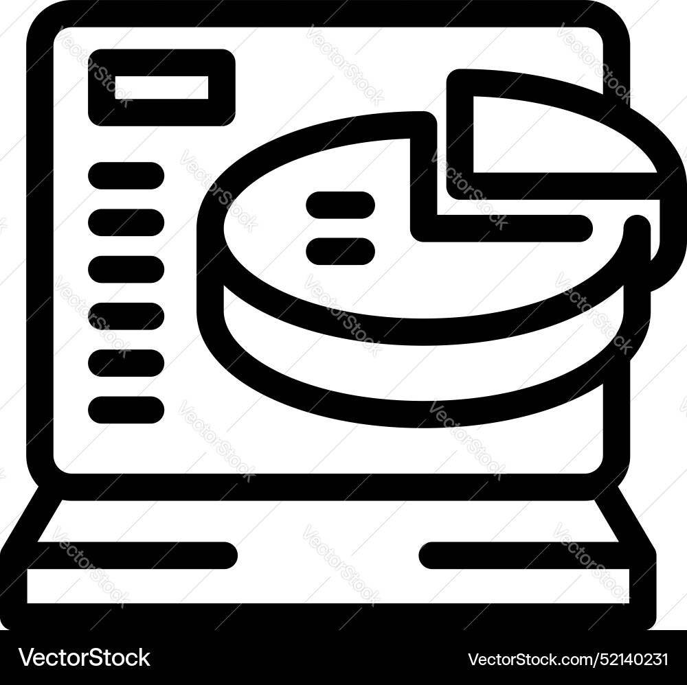 Laptop showing a pie chart representing data Laptop showing a pie chart representing data Vector Image