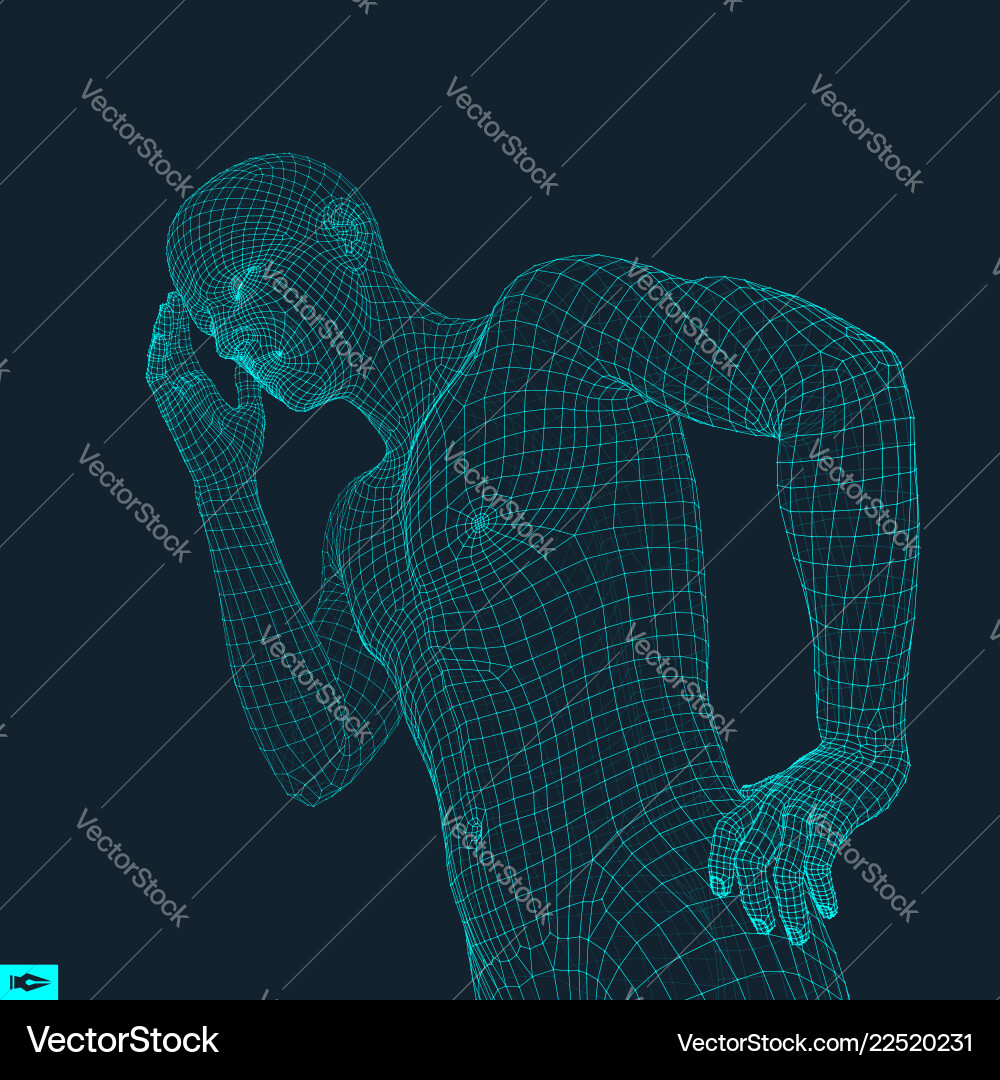 Man in a thinker pose 3d model of geometric Man in a thinker pose 3d model of geometric vector image