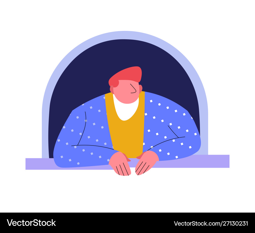Man in window frame rounded framework isolated Man in window frame rounded framework isolated vector image