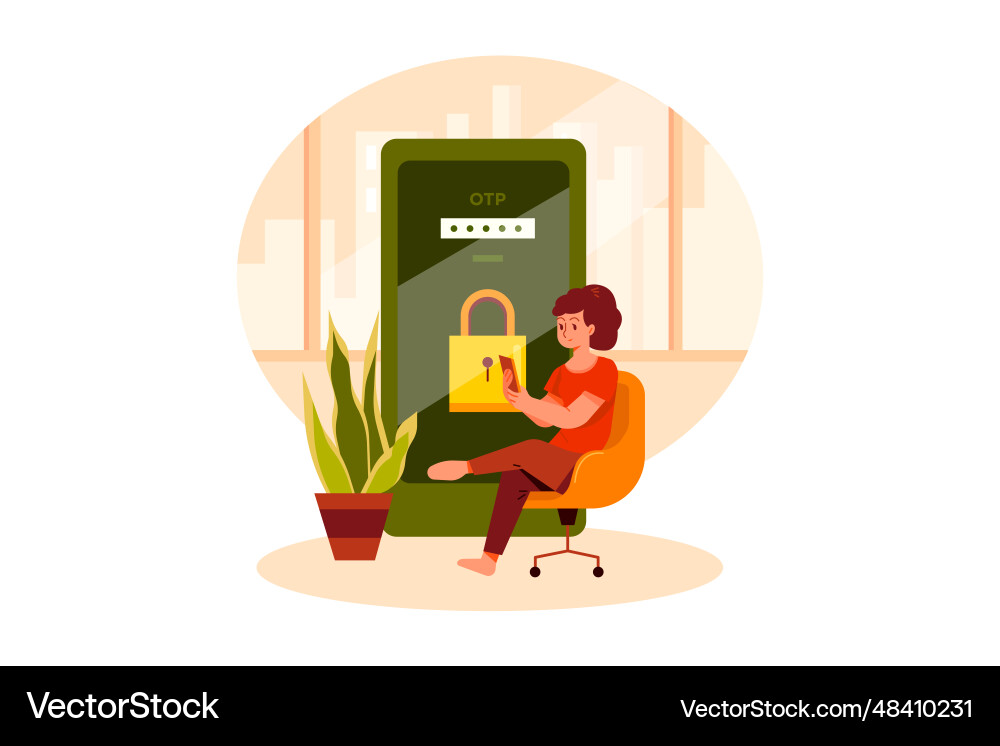 Otp authentication security vector image