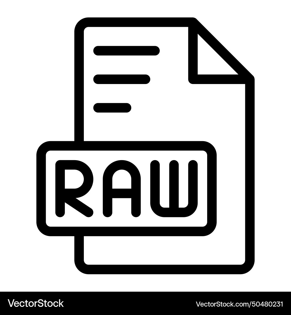 Raw icon outline style design image file Raw icon outline style design image file vector image
