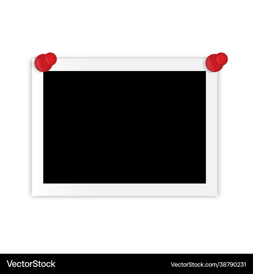 Realistic frame on pins empty snapshot Realistic frame on pins empty snapshot vector image