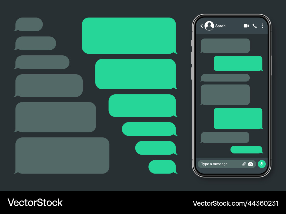 Realistic smartphone with messaging app blank sms Realistic smartphone with messaging app blank sms Vector Image