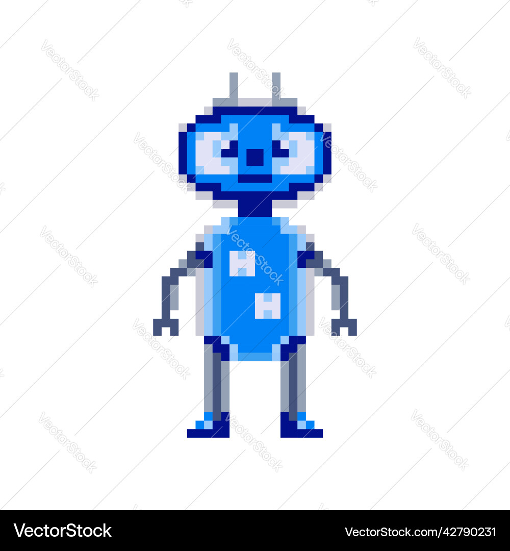 Robot in pixel art style Robot in pixel art style vector image