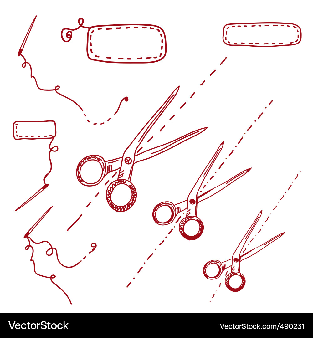 Scissors needles Royalty Free Vector Image - VectorStock