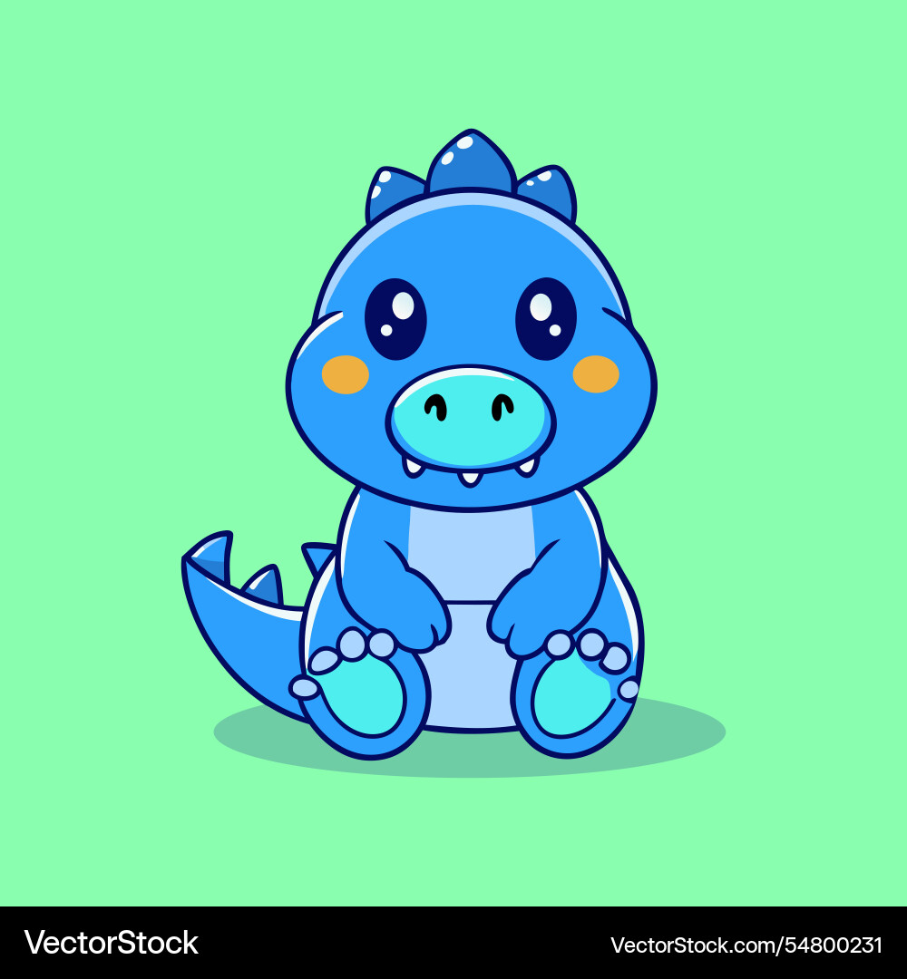 Süße blaue Dinosaurier Cartoon-Symbol Süße blaue Dinosaurier Cartoon-Symbol vektorbild