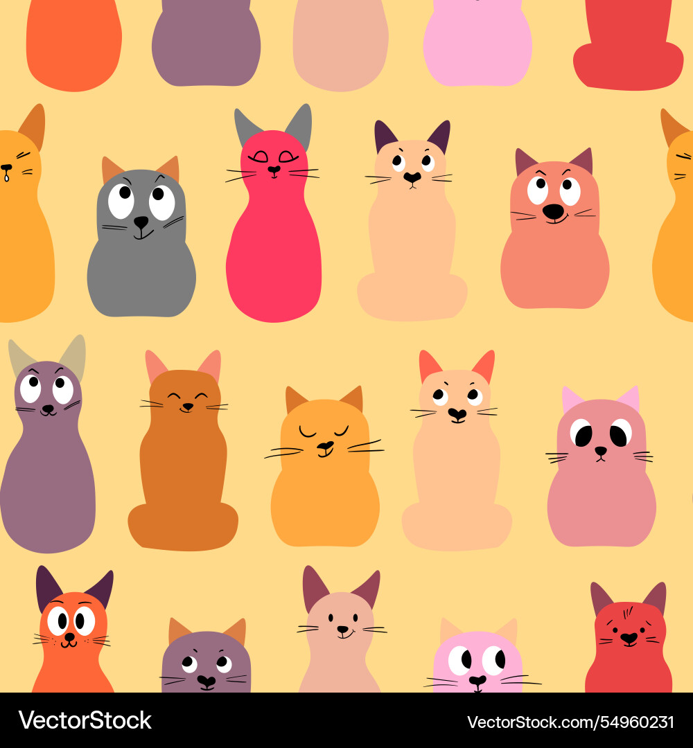 Seamless pattern with cute kitten print different Seamless pattern with cute kitten print different Vector Image