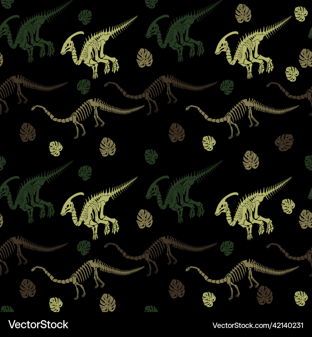 Seamless pattern with dinosaur skeleton Vector Image
