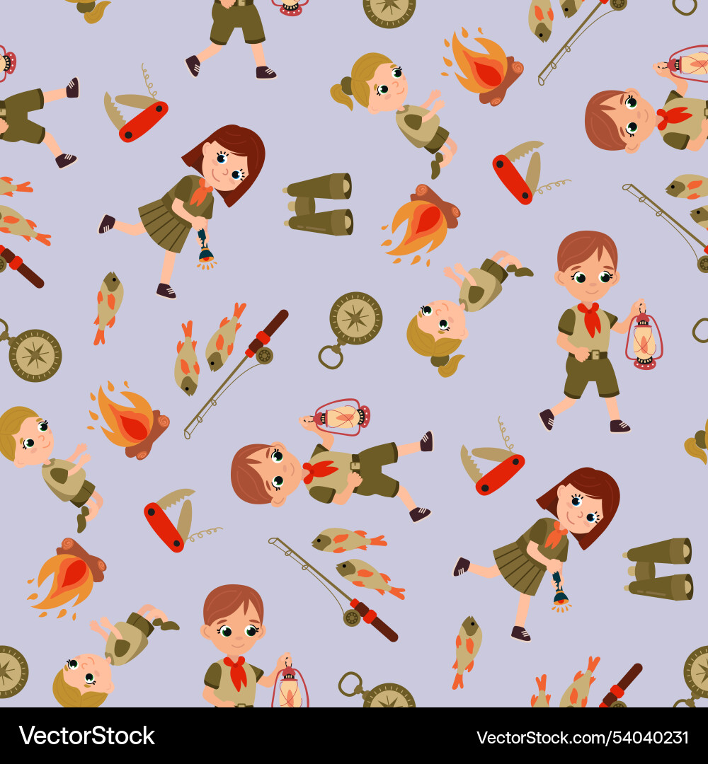 Seamless pattern with scouts Seamless pattern with scouts vector image
