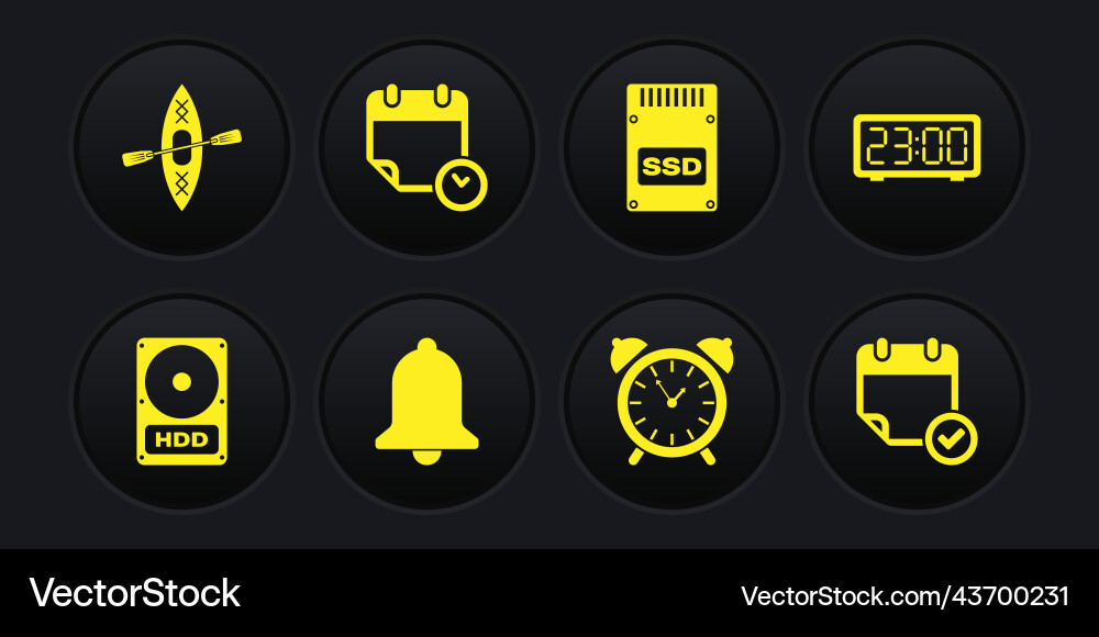 Set hard disk drive hdd digital alarm clock Vector Image