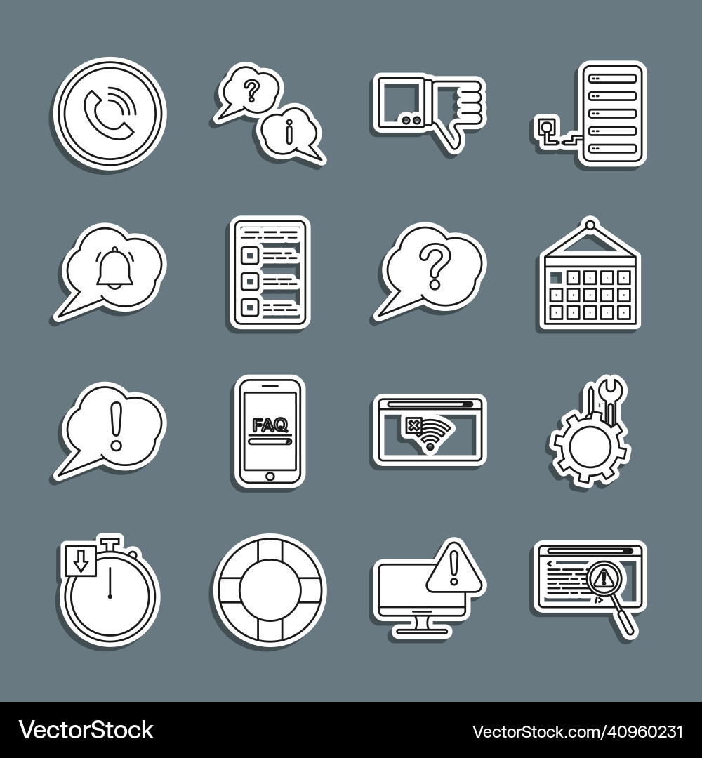 Set line system bug concept wrench Set line system bug concept wrench vector image