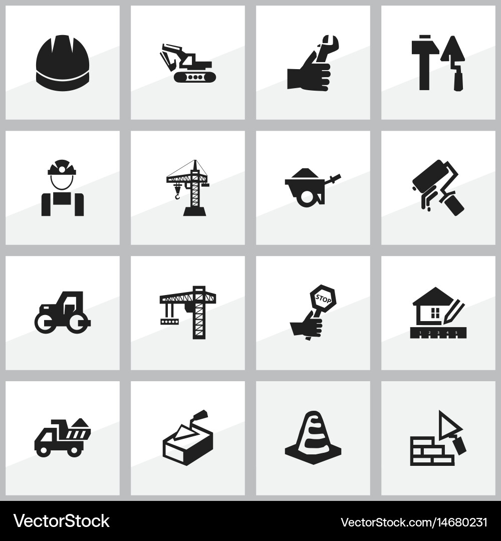 Set of 16 editable building icons includes vector image