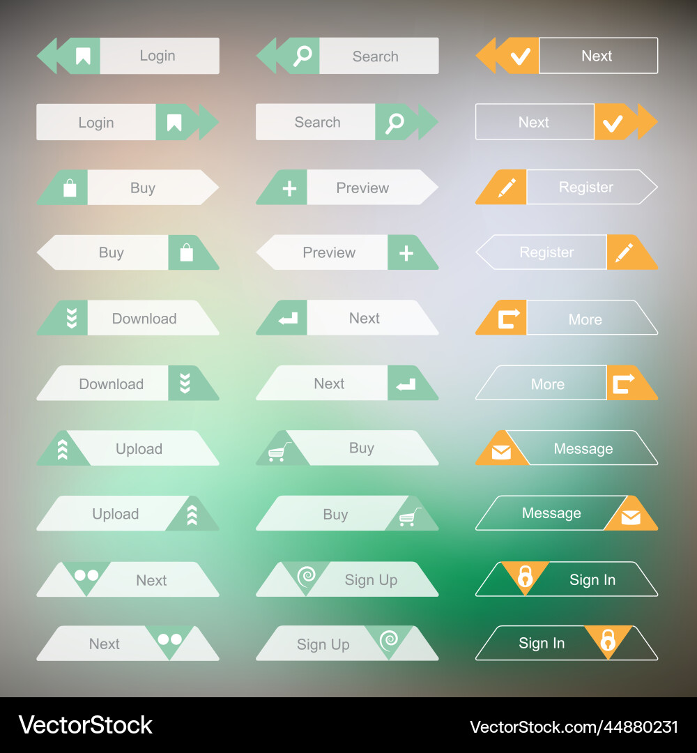 Set of the buttons on stylish background flat web vector image