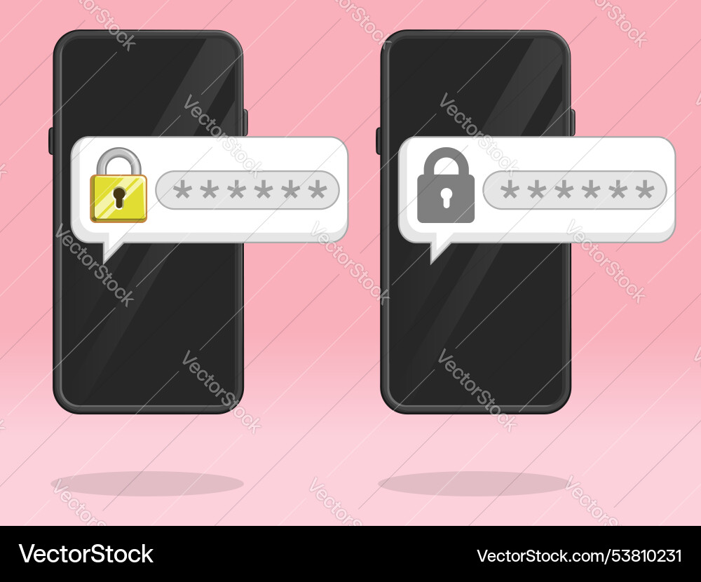 Smartphone lock push notification asking password Smartphone lock push notification asking password vector image
