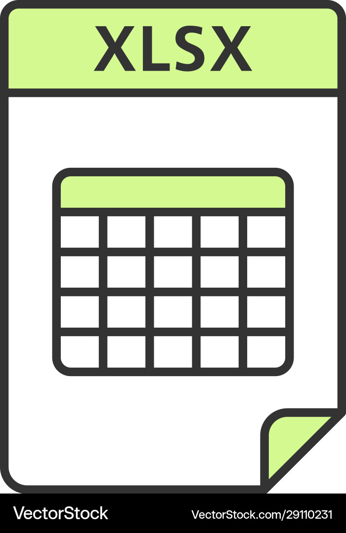 Spreadsheet Icon - XLSX File Format vector image