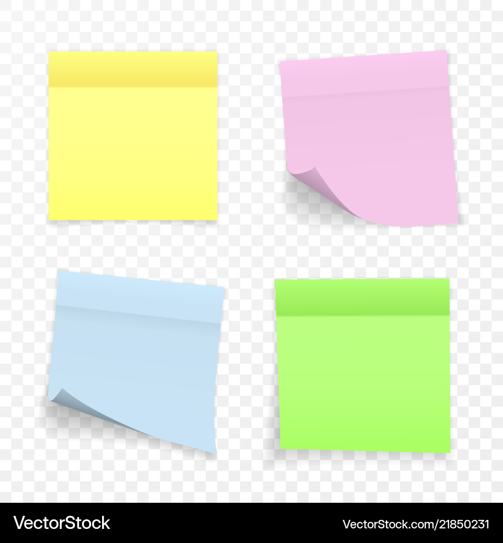 Sticky paper note with shadow effect blank color vector image