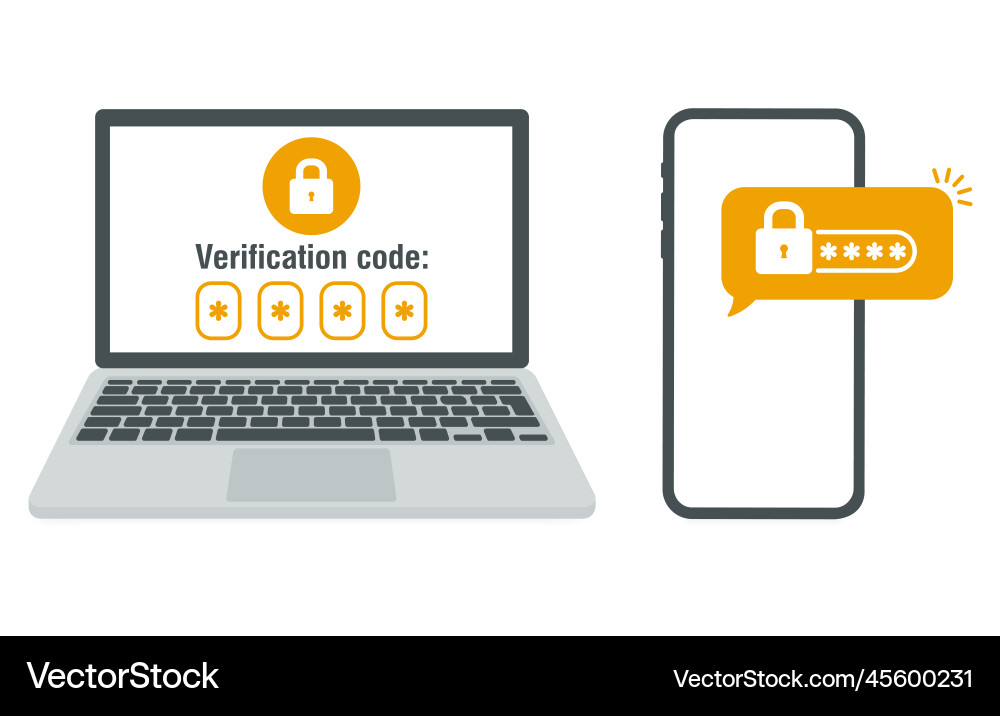 Two steps authentication verification push code Two steps authentication verification push code vector image