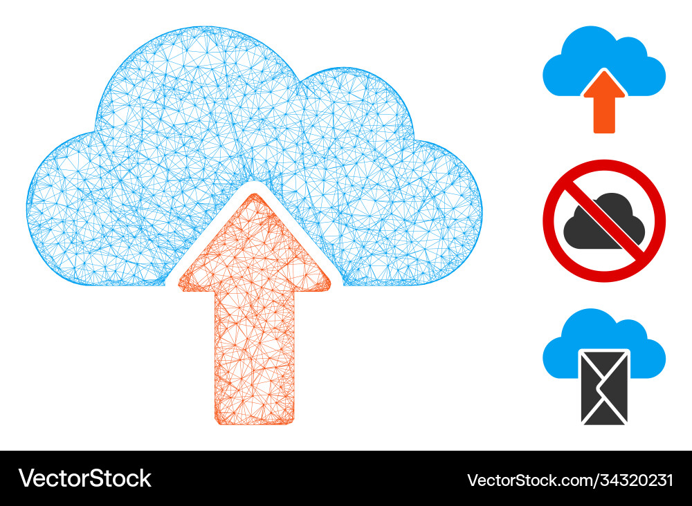 Upload to cloud polygonal web mesh Upload to cloud polygonal web mesh vector image