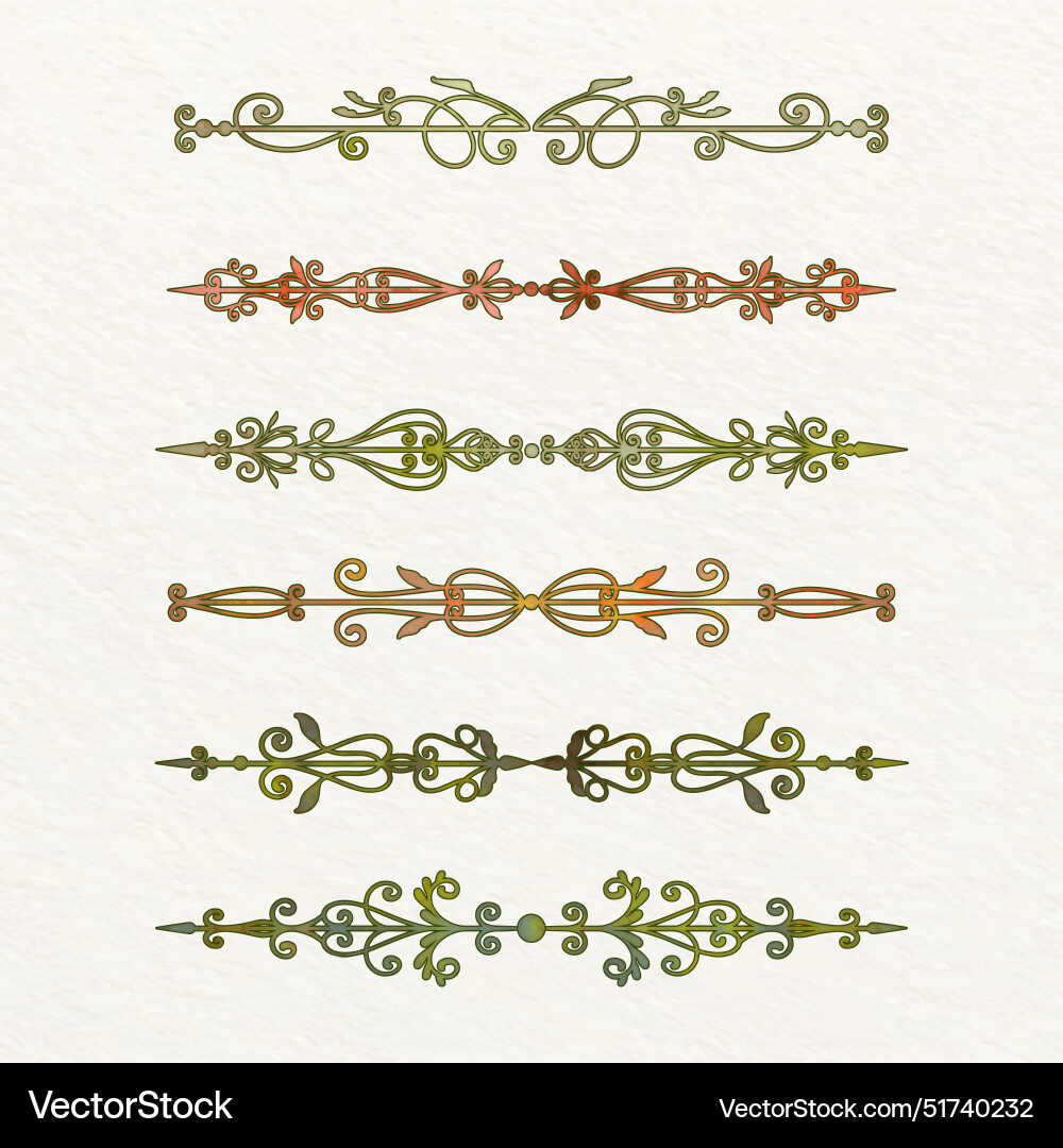 A collection of decorative borders displayed Vector Image