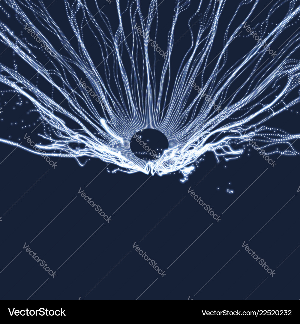 Array with dynamic particles 3d technology style vector image