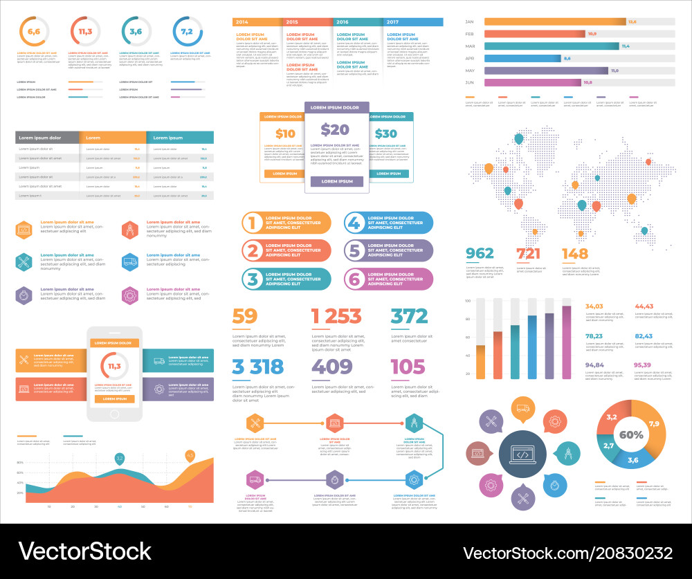 Business Data Charts & Graphs Template vector image